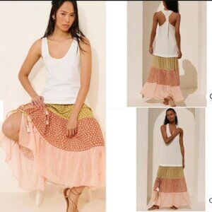 Anthropologie Celandine Sleeveless Scoop-Neck Tiered Maxi Dress Size XL